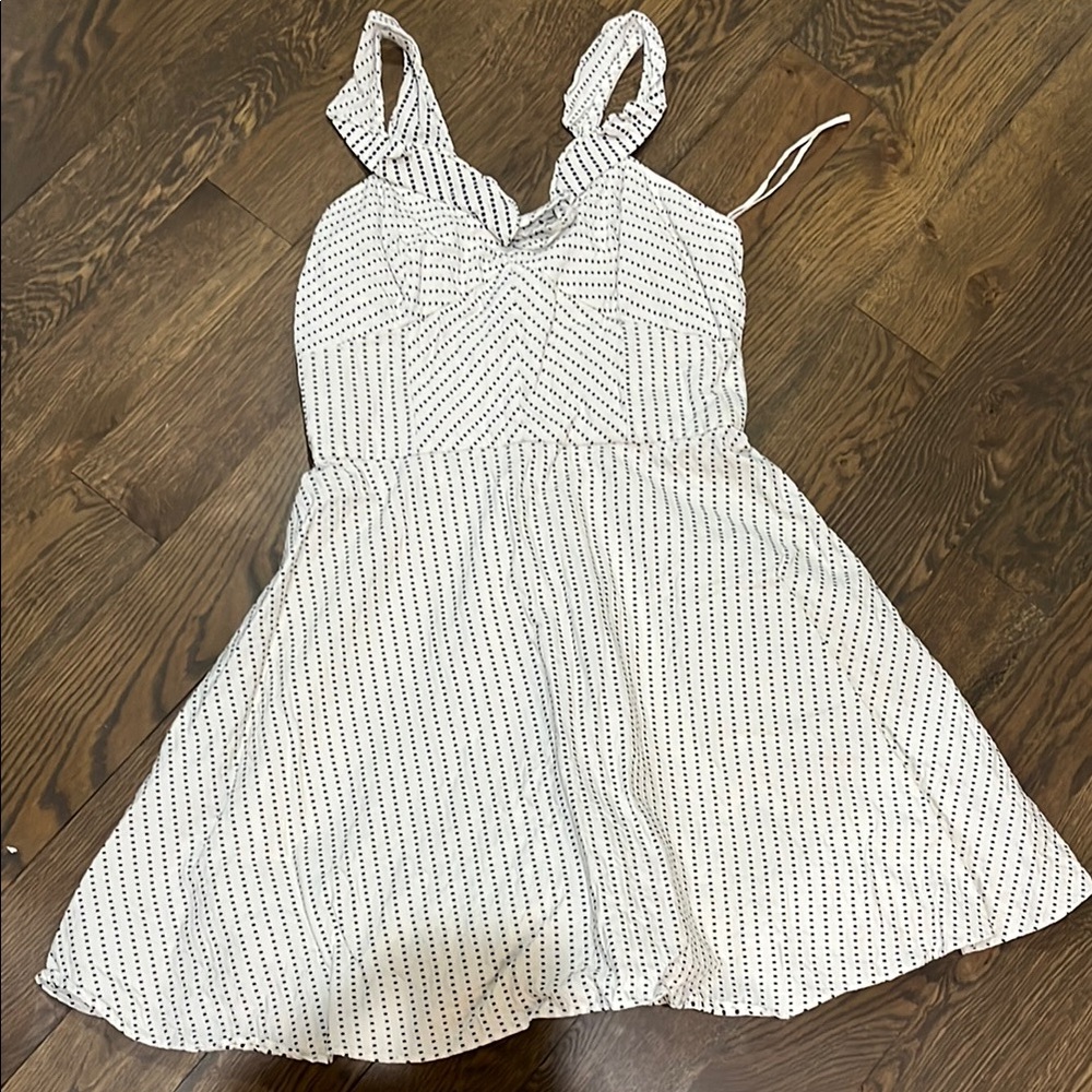 Carolina Herrera White and Black Striped Midi Dress
